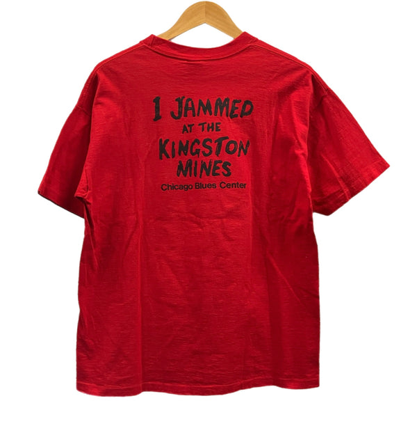 ヴィンテージ vintage 80年代 80's SIGNAL Kingston Mines Chicago Blues Center JAZZ キングストンマイン シカゴブルース ジャズ ミュージック Tシャツ レッド Lサイズ 101MT-3830