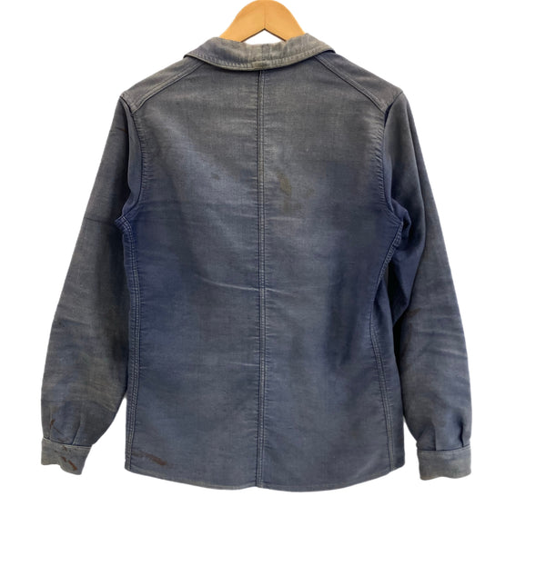 ヴィンテージ vintage 30's 30年代  Le Tirailleur EURO フレンチワーク モールスキン Vポケット カバーオール ユーロ古着  - ジャケット ネイビー 101MT-4174