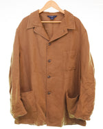 ラルフローレン RalphLauren 90's 三角タグ コットン リネン カバーオール ワークジャケット キャメル 開襟 オープンカラー USA 製 ジャケット ブラウン LLサイズ 103MT-3262