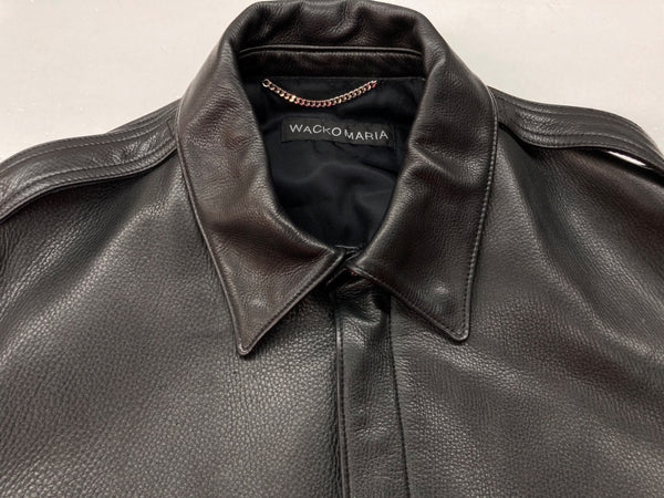 ワコマリア WACKO MARIA 24FW A-2 FLIGHT JACKET レザー フライト ジャケット 牛革 黒 24FW-WMO-BL07 ジャケット 無地 ブラック Mサイズ 104MT-1615