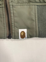 ア ベイシング エイプ A BATHING APE Busy Shark Loose Fit MA-1 Jacket ビジーシャークMA-1ブルゾン フライトジャケット 001HJI301001M XL ジャケット カーキ LLサイズ 101MT-4495