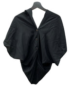 ワイズ Y's ヨウジヤマモト Yohji Yamamoto ノースリーブ ドレープ デザイン カーディガン フーディ フード フロントボタン BLACK 黒 半袖シャツ ブラック SIZE3 104LT-167