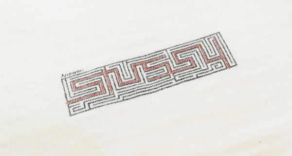 ステューシー STUSSY 90s 90's USA製 紺タグ 迷路プリント グラフィック シングルステッチ Tシャツ ホワイト Lサイズ 103MT-2687