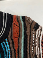 クージー COOGI AUSTRALIA 3D KNIT 3Dニット 総柄 クルーネック 水色系 ブラウン系 セーター マルチカラー Mサイズ 101MT-3544