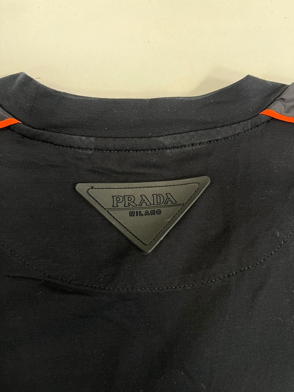 プラダ PRADA 三角ロゴ ショートスリーブシャツ 黒 SJN233 Tシャツ ブラック Mサイズ 101MT-4798