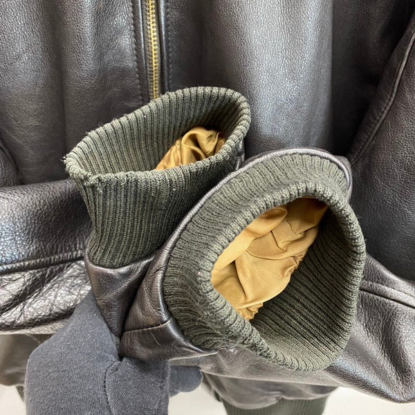 【曜日割引対象外】 リーバイス Levi's 90's 襟ボア付き 韓国製 レザージャケット フライト ジャケット ブラウン XLサイズ 201MT-4883 VB