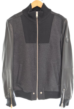 ディーゼル DIESEL スタンドネック カウハイド レザー メルトン スタジャン ジャケット ブラック Sサイズ 103MT-3236