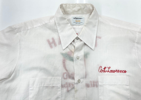 ヴィンテージ vintage 70's 70年代 Arrow BARD SHRINERS シュライナー フリーメイソン チェーンステッチ 白 サイズ17 半袖シャツ 刺繍 ホワイト 104MT-1720