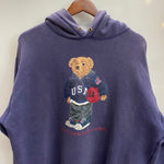 【曜日割引対象外】 ラルフローレン POLO RALPH LAUREN 90's 00's ポロベア バスケ 香港製 パーカ ネイビー Sサイズ 201MT-4527 VB