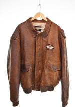 US US古着 MICHAEL CLASSIC APPAREL 90's  A-2 TYPEレザーフライトジャケット XXl ジャケット ブラウン 3Lサイズ 103MT-3509