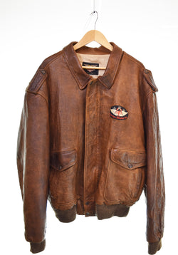 US US古着 MICHAEL CLASSIC APPAREL 90's  A-2 TYPEレザーフライトジャケット XXl ジャケット ブラウン 3Lサイズ 103MT-3509