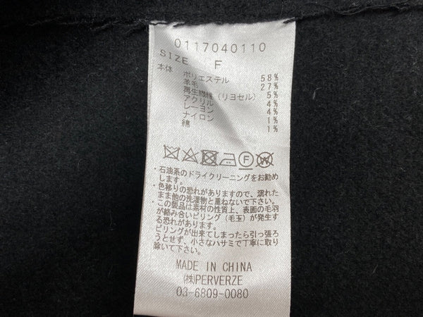 パーバーズ PERVERZE 17AW Double Face Wool Large Coat ダブルフェイス オーバーサイズ ウール ダメージ加工 BLACK 黒 117040110 コート 無地 ブラック フリーサイズ 104LT-123