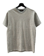 ダブルアールエル RRL 90s BORDER SS T-SHIRT ボーダー 半袖 Tシャツ クルーネック ストライプ 三ツ星タグ Ralph Lauren 灰 Tシャツ ライン グレー Mサイズ 104MT-1486