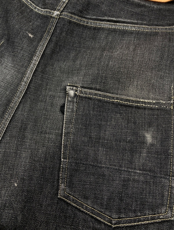ガンリュウ GANRYU 09AW SARROUEL DENIM PANTS サルエル デニム パンツ FUMITO GANRYU ボタンフライ パッチ ズボン 黒 無地 ED-P011 デニム ブラック Mサイズ 104MB-156