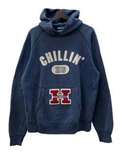 ヒステリックグラマー HYSTERIC GLAMOUR CHILLIN HOODIE SWEATSHIRT フーディー スウェットシャツ プルオーバー パーカー 裏起毛 トレーナー 紺 2CF-6760 パーカ ロゴ ネイビー Fサイズ 104MT-2127