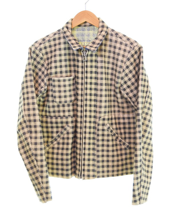 トーキング アバウト ジ アブストラクション TALKING ABOUT THE ABSTRACTION 転写 Wool Jacket ウール ジャケット 3rd TYPE チェック リバーシブル 2 ジャケット ブルー 103MT-2335