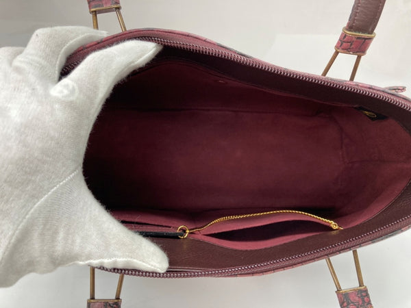 クロコダイル Crocodile アスカ 明日香 ASUKA JRA認定 トートバッグ 肩掛け マットクロコ 本革 チャーム付 カードケース付 日本製 155 BORDEAUX ボルドー PURPLE 紫 バッグ レディースバッグ ハンドバッグ ワインレッド 104B-70