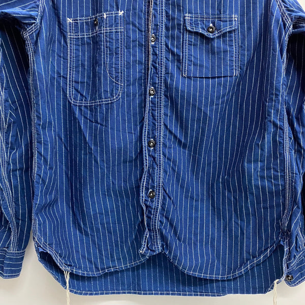 【曜日割引対象外】 リアルマッコイズ The REAL McCOY’S THE DOUBLE DIAMOND ウォバッシュストライプワークシャツ 長袖シャツ ブルー 16サイズ 201MT-4364 VB