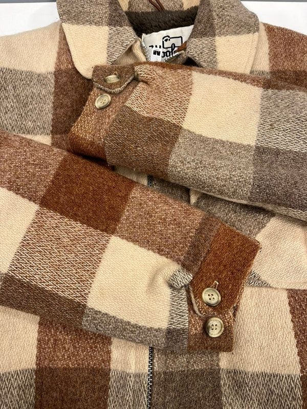 ウールリッチ WOOLRICH 70s 70's USA製 白タグ ウールチェック柄 ジャケット ジップアップ YKKジッパー ヴィンテージ 茶  ジャケット マルチカラー Sサイズ 101MT-5286