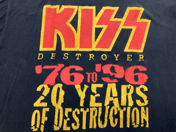 バンドTシャツ BAND-T KISS 20YEARS OF DESTRUCTION 両面プリント バンT ロックT ヴィンテージ 黒 サイズ不明 Tシャツ プリント ブラック 104MT-482