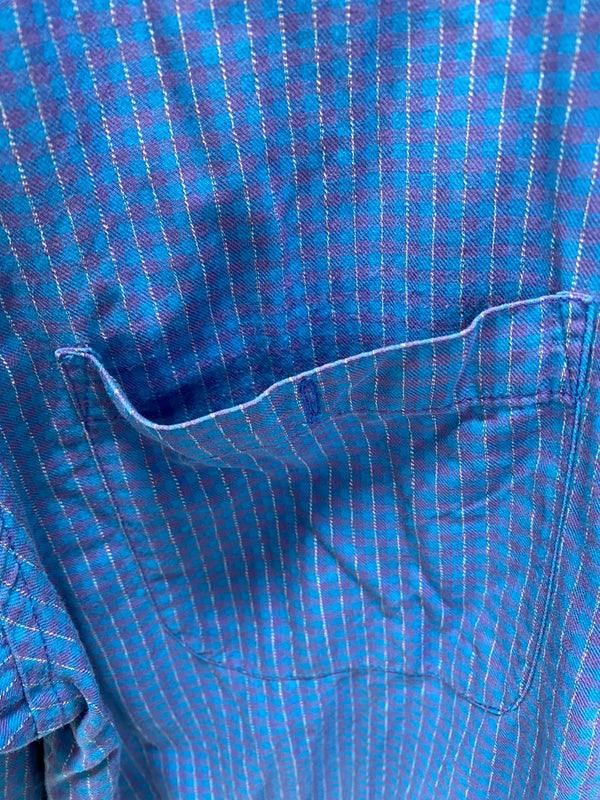 パタゴニア PATAGONIA 90s ポルトガル製 チェックシャツ 長袖シャツ チェック ブルー Mサイズ 201MT-2492