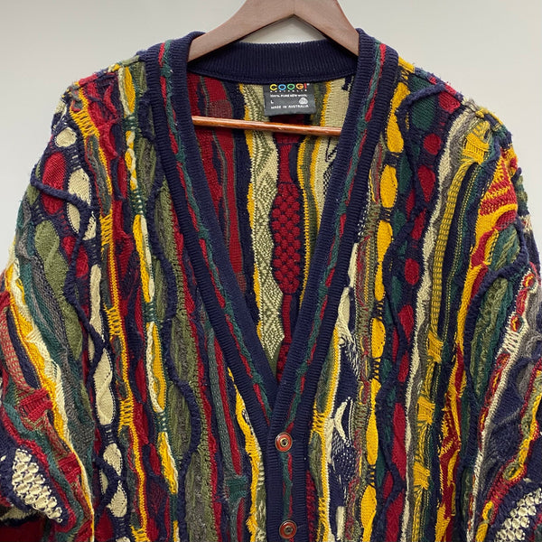 【曜日割引対象外】 クージー COOGI 90's 3Dニットカーディガン カーディガン マルチカラー Lサイズ 201MT-4034