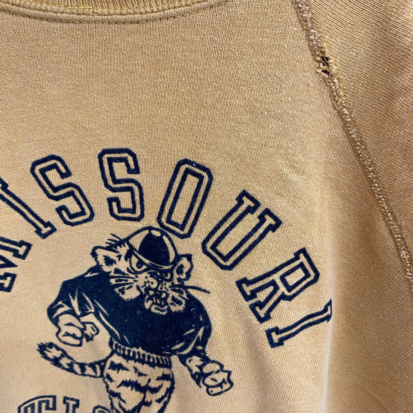 【曜日割引対象外】 ヴィンテージ vintage ARTEX 60's 70's フロッキープリント 半袖スウェット スウェット イエロー Lサイズ 201MT-4789 VB