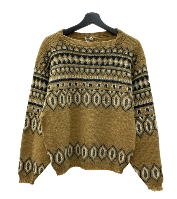 ヴィンテージ vintage OLSON スクエアネック ボートネック ノルディック ニット セーター ブラウン Lサイズ 104MT-1899