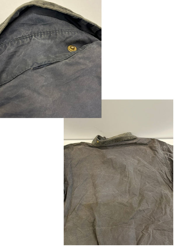 バブアー BARBOUR 90's 90年代 3ワラント BORDER ボーダー ワックス コットン オイルドジャケット コート VINTAGE ヴィンテージ ジャケット ネイビー 101MT-5343