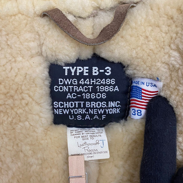 【曜日割引対象外】 ショット SCHOTT 80's B-3 ムートン フライトジャケット ジャケット ブラウン 38サイズ 201MT-4120 VB