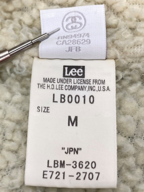 ステューシー STUSSY × LEE リー STUSSY RIDER ステューシー ライダー デニム ボア ジャケット 青 LB0010 ジャケット ロゴ ブルー Mサイズ 104MT-2047