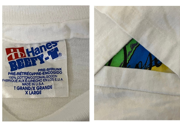 US US古着 90's 90年代 Hanes Intel インテル EARTH DAY アースデイ 企業モノ プロモーション アドバタイジング  MADE IN USA アメリカ製 VINTAGE ヴィンテージ XL Tシャツ ホワイト LLサイズ 101MT-4940