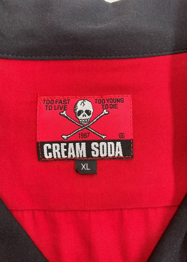 クリームソーダ CREAM SODA Bowling Shirt ボーリング シャツ オープン 半袖 シャツ 開襟 刺繍 赤 黒 PD19SH-01 半袖シャツ ロゴ レッド XLサイズ 104MT-1318