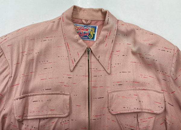 クリームソーダ CREAM SODA PINK DRAGON ピンクドラゴン RAYON JACKET ジャケット ジップアップ カスリ ブルゾン ジャケット 総柄 ピンク 104MT-1296