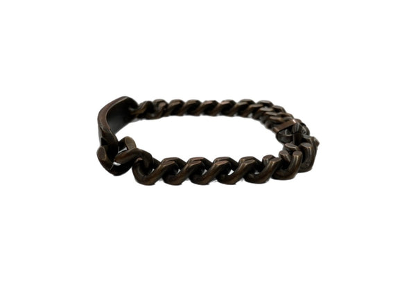 ダブルアールエル RRL ID CHAIN BRACELET チェーンブ レスレット USA製  Ralph Lauren ラルフローレン サイズL 茶 メンズジュエリー・アクセサリー ブレスレット ロゴ ブラウン 104A-60