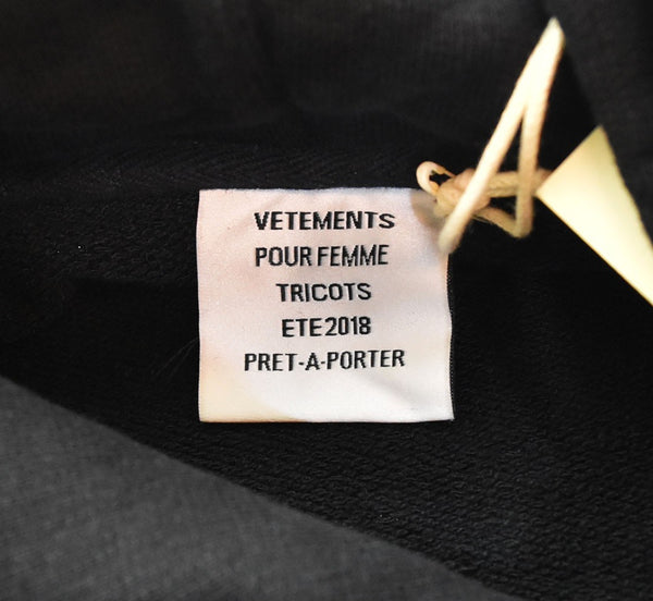 ヴェトモン VETEMENTS 18SS Tape Hoodie WSS18TR26 テープ デザイン スウェット プルオーバー パーカー  WSS18TR26  XS パーカ ブラック SSサイズ 103MT-2437