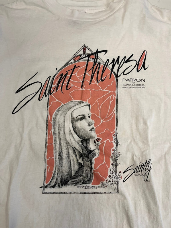 ヴィンテージ vintage 90s ©1992 Saint Teresa アートTシャツ プリントTシャツ  白 XL Tシャツ ホワイト LLサイズ 101MT-4667