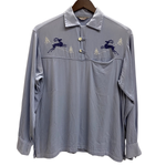 【曜日割引対象外】 ヴィンテージ vintage 50's WESTWARD-HO 刺繍 オープンカラーシャツ 長袖シャツ ブルー Mサイズ 201MT-4885 VB