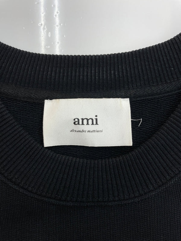 アミパリス AMI PARIS AMI DE COEUR CREWNECK SWEATSHIRT クルーネック スウェットシャツ トレーナー ハート 長袖 パーカー 黒 USW004-747 スウェット 刺繍 ブラック Lサイズ 104MT-2133