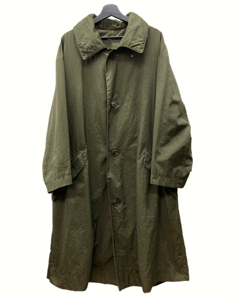 イッセイミヤケ ISSEY MIYAKE 90s NYLON LONG COAT ナイロン ロング コート アーカイブ アウター ジャケット 緑  ME23-FA008 コート 無地 カーキ Mサイズ 104MT-826 | 古着通販のドンドンサガール