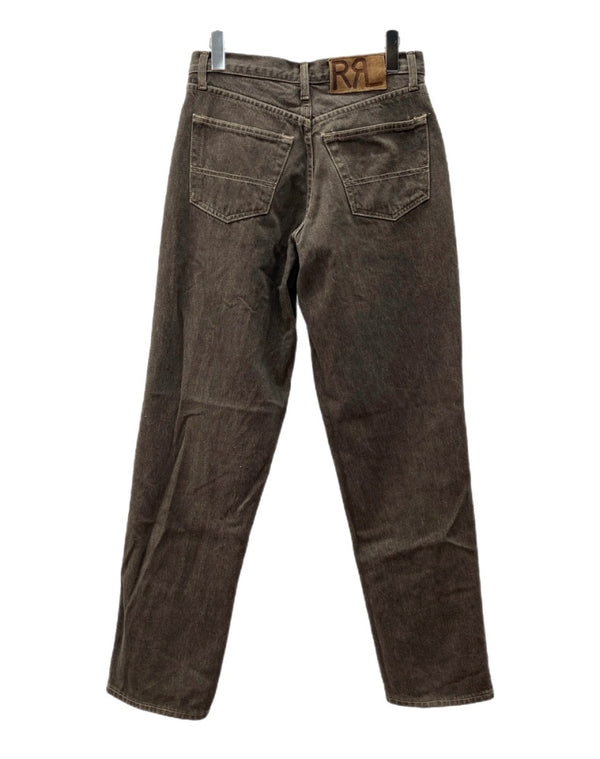 ダブルアールエル RRL 90s DENIM PANTS デニム パンツ ボタンフライ ジーパン ジーンズ USA製 Ralph Lauren 茶 ロゴ R004 デニム ブラウン 29/30 104MB-241