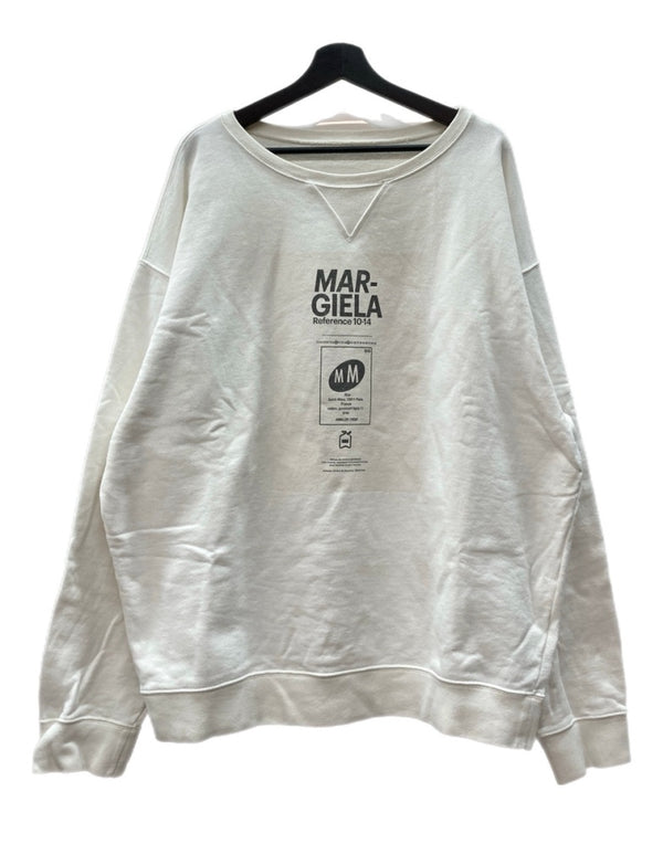 メゾンマルジェラ Maison Margiela 19AW OVERSIZE SWEATSHIRT オーバーサイズ スウェットシャツ クルーネック 長袖 白 S50GU0101 S25405 サイズ 44 スウェット プリント ホワイト 104MT-2210