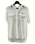 ヴィンテージ vintage 60s Service Bowling Shirt サービス ボーリング シャツ 開襟 刺繍 チェーン UNION MADE 半袖 白 サイズ 14-14 1/2 半袖シャツ ロゴ ホワイト 104MT-1220