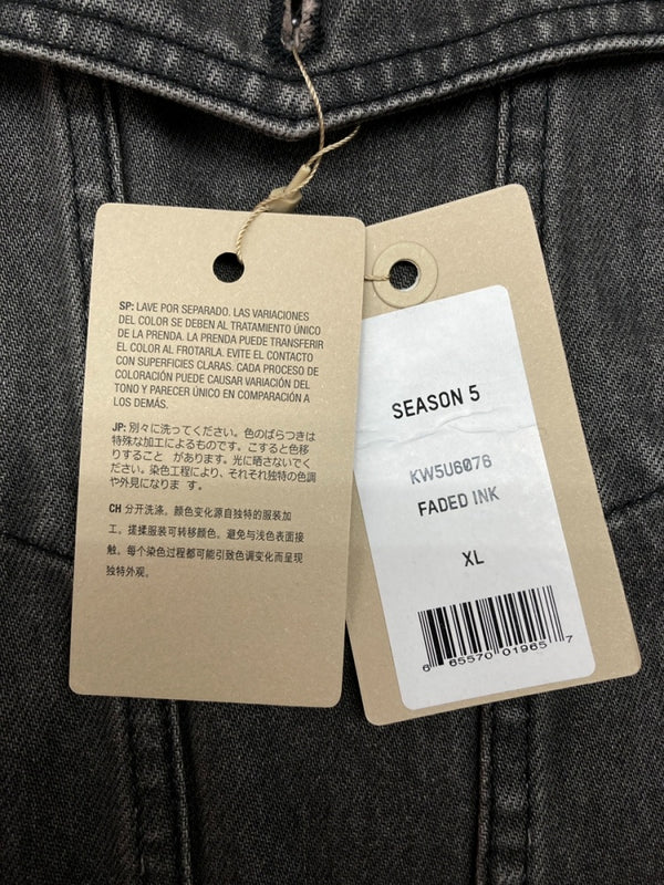 イージー YEEZY SEASON 5 DENIM JACKET デニム ジャケット ワーク オーバーサイズ Gジャン アウター 灰 ジャケット 無地 グレー XLサイズ 104MT-1705