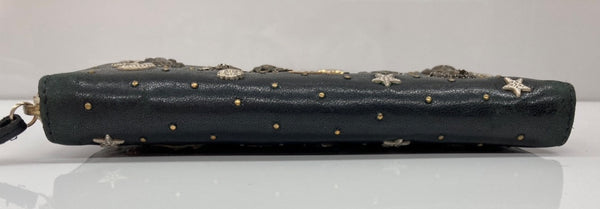ジミーチュウ JIMMY CHOO 長財布 ラウンドファスナー 星座 スタッズ チャーム 刻印 LEATHER レザー イタリア製 BLACK 黒 財布・ケース レディース財布 総柄 ブラック 104W-24