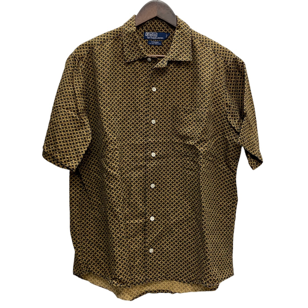 【曜日割引対象外】 ラルフローレン Polo By Ralph Lauren 90's BONNARD シルク リネン 半袖シャツ イエロー Mサイズ 201MT-4540 VB