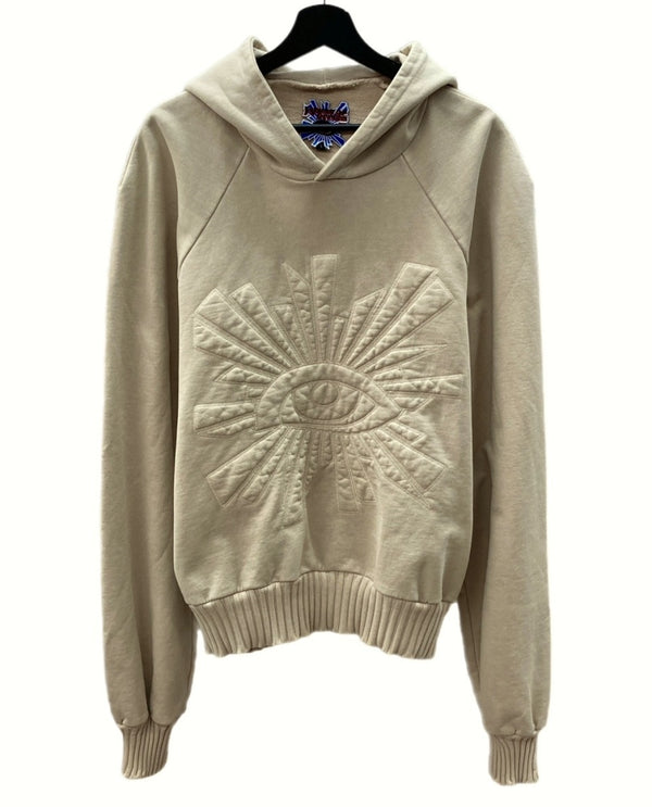 ハウスオブエラー House of Errors eye hoodie LONDON 刺繡 スウェット プルオーバー フーディ パーカー 白 パーカ ロゴ ベージュ Lサイズ 104MT-1234