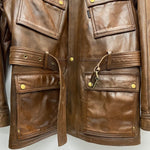 カドヤ KADOYA カーコート バイカーレザージャケット ライダース ジャケット ブラウン Lサイズ 201MT-4281