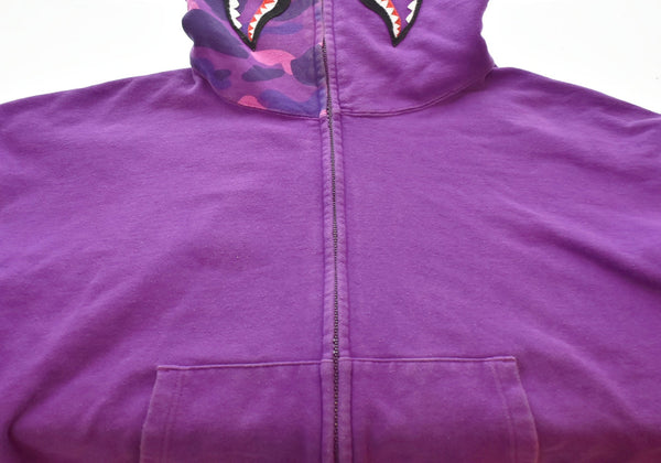 アベイシングエイプ A BATHING APE SHARK FULL ZIP HOODIE シャークパーカー 紫 001ZP1301018M パーカ パープル Mサイズ 103MT-1411