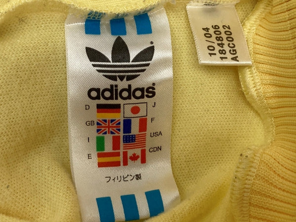 アディダス adidas 万国旗タグ トラックジャケット フルジップ トレフォイルロゴ CLUB Y2K フィリピン製 YELLOW 黄色 NAVY ネイビー 紺 184806 AGC002 ジャージ プリント イエロー 2XS 104LT-216